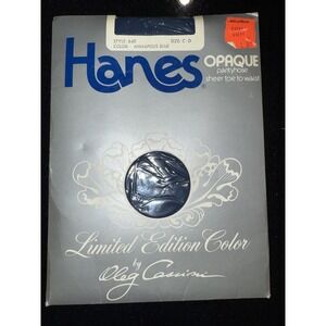 Wow! VINTAGE 1982 Hanes Oleg Cassini Pantyhose style 640 Size C-D Annapolis Blue